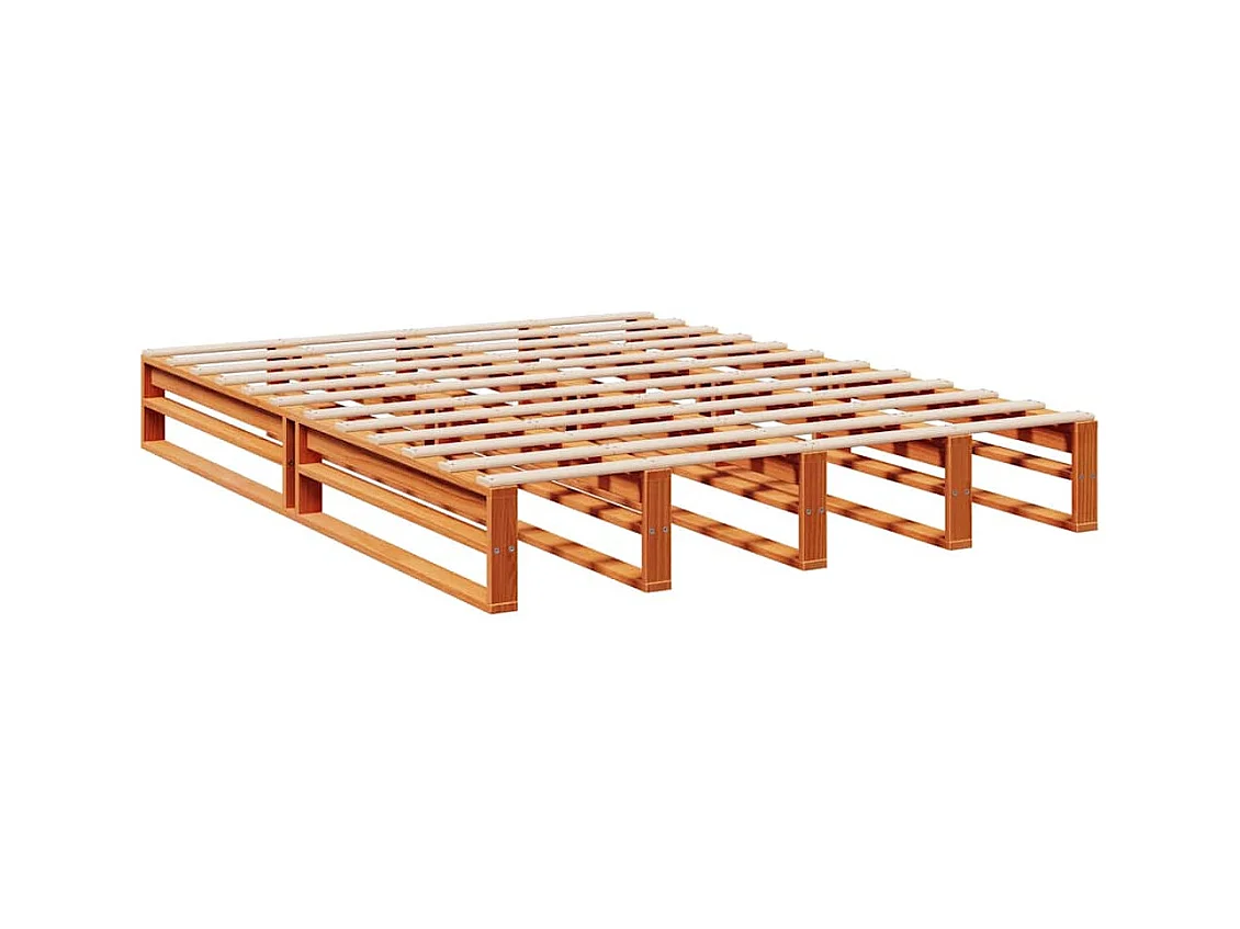 Lit bibliothèque sans matelas cire marron 140x190 cm pin massif