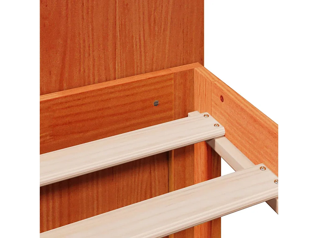 Massivholzbett mit Regal ohne Matratze Wachsbraun 135x190 cm