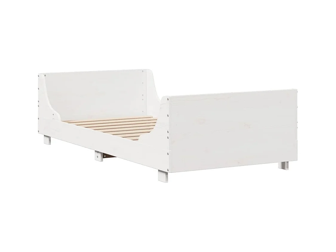 Lit bibliothèque sans matelas blanc 90x200 cm bois massif