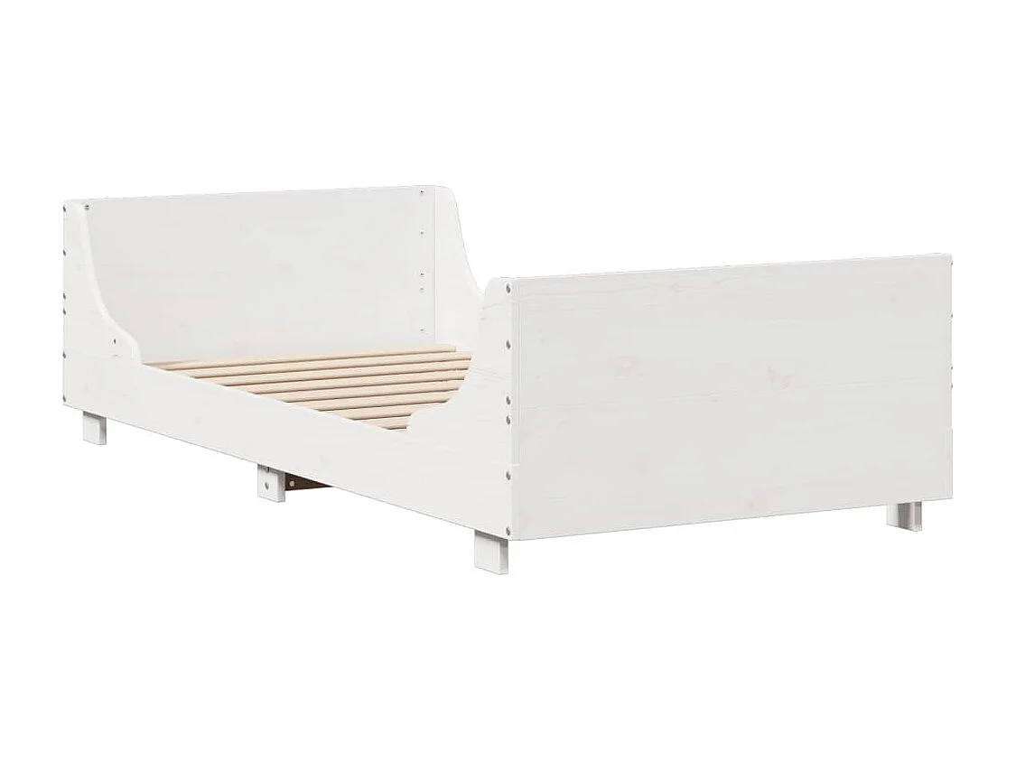 Letto Libreria senza Materasso Bianco 90x200 cm Legno Massello