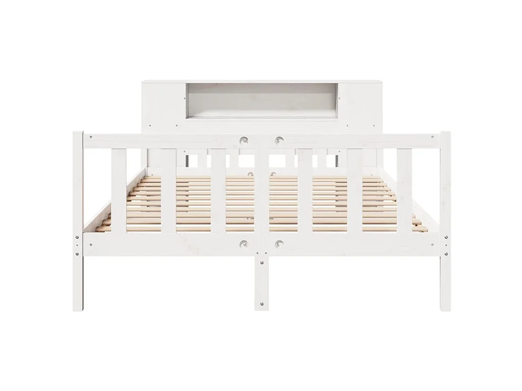 Lit bibliothèque sans matelas blanc 150x200 cm bois pin massif