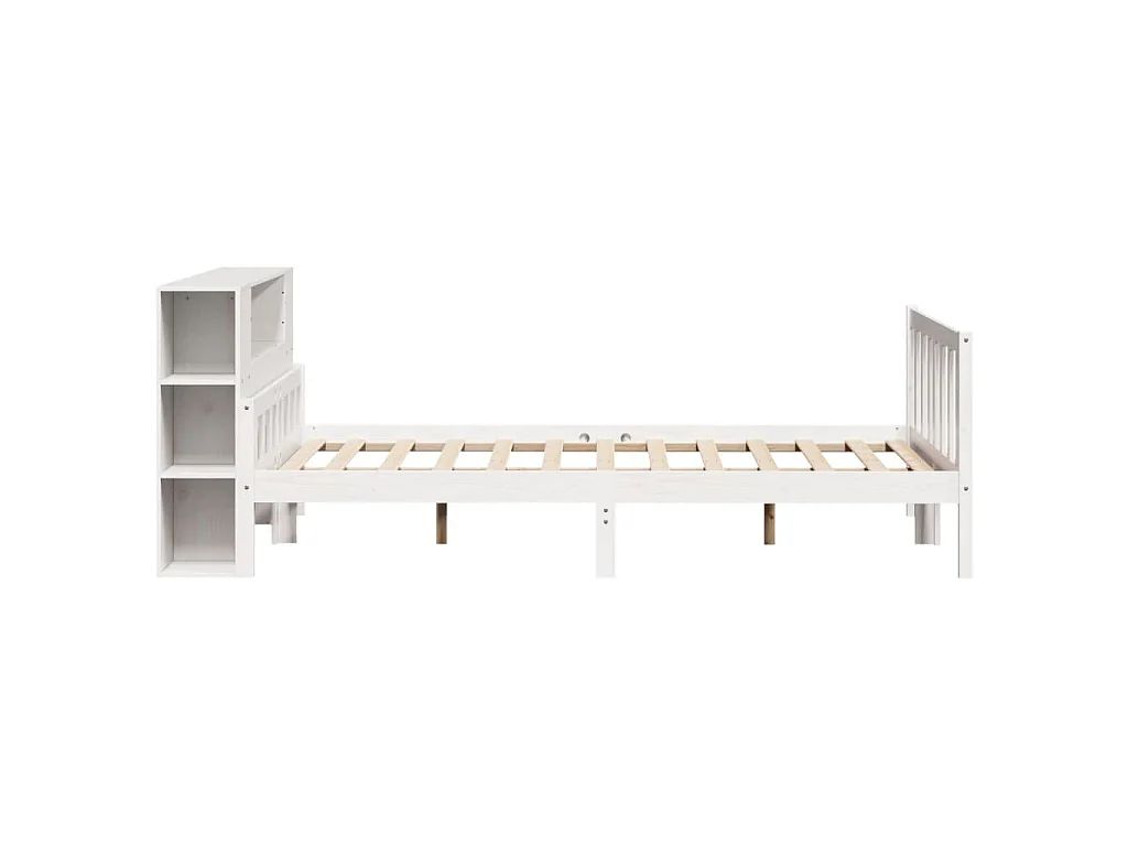 Lit bibliothèque sans matelas blanc 150x200 cm bois pin massif