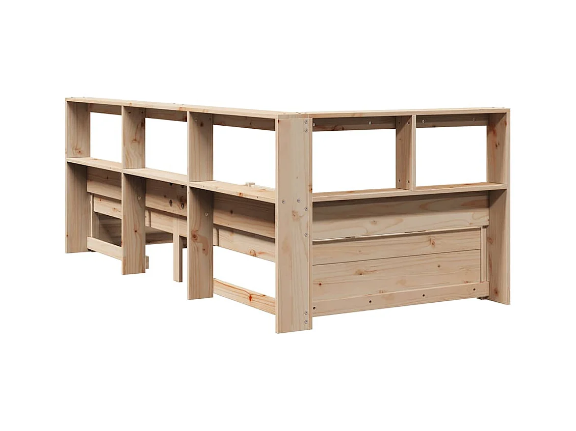 Lit bibliothèque sans matelas 100x200 cm bois massif de pin