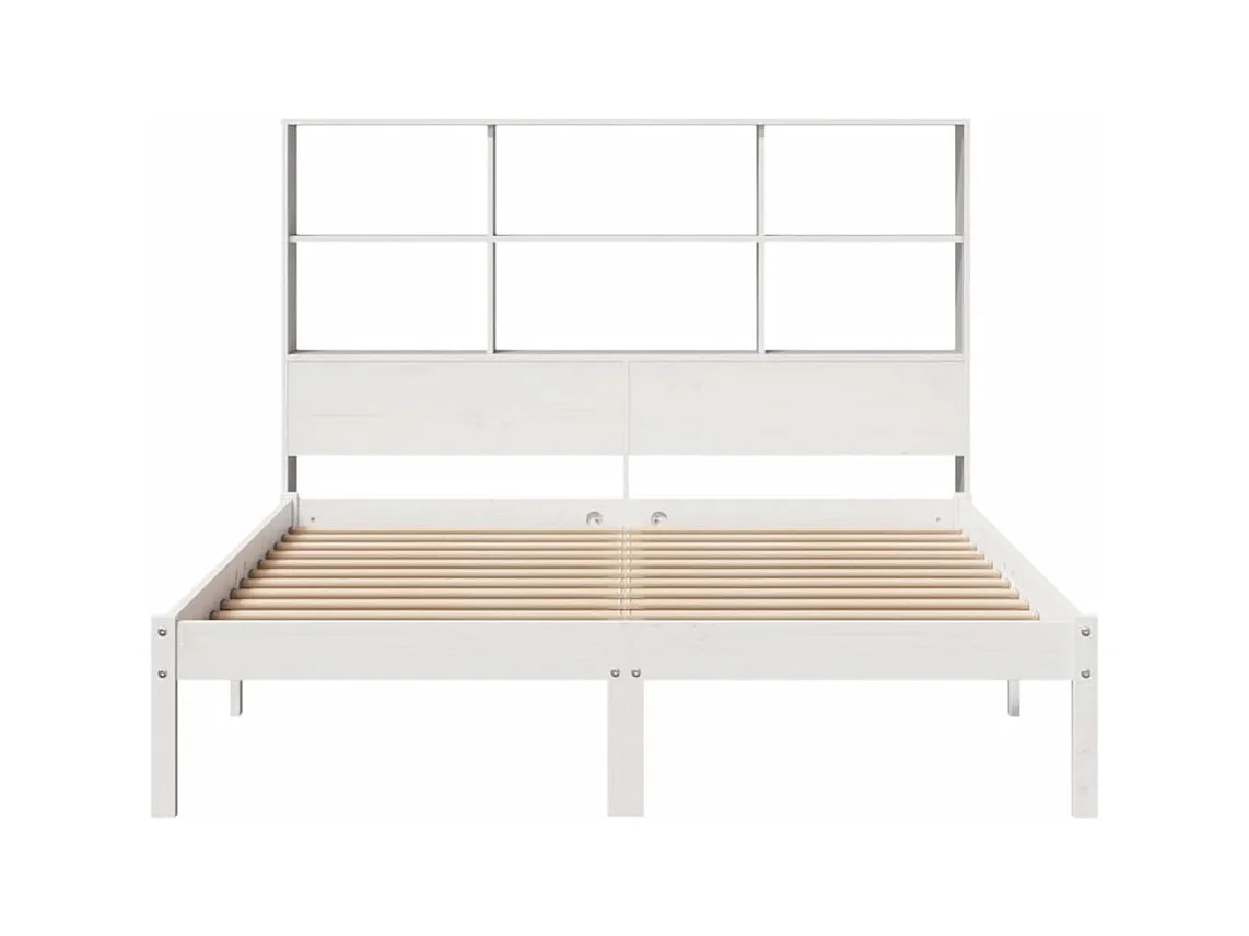 Lit bibliothèque sans matelas blanc 120x200 cm bois pin massif
