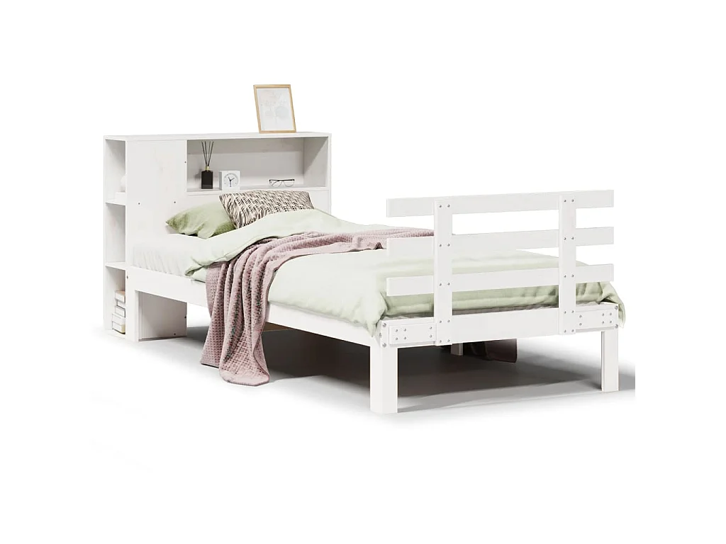 Letto con Libreria senza Materasso 75x190 cm in Legno Pino