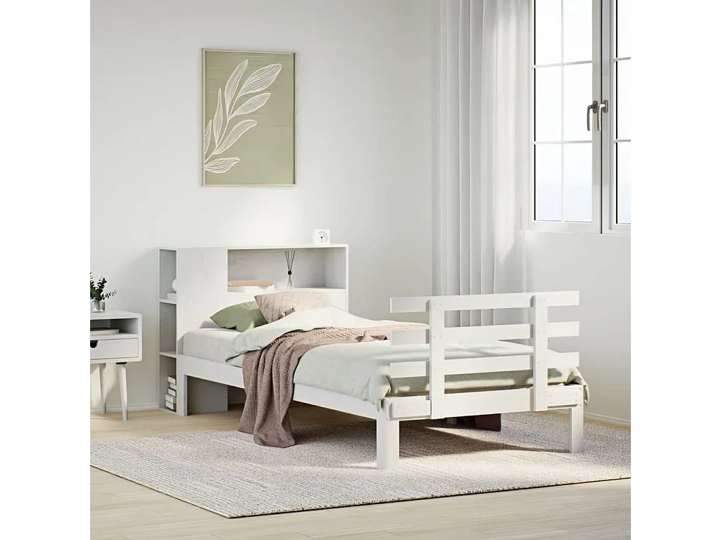 Letto con Libreria senza Materasso 75x190 cm in Legno Pino
