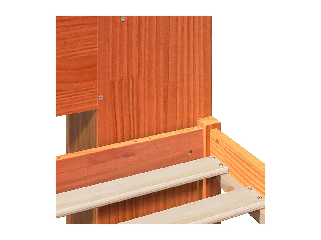 Massivholzbett mit Regal ohne Matratze Wachsbraun 150x200 cm