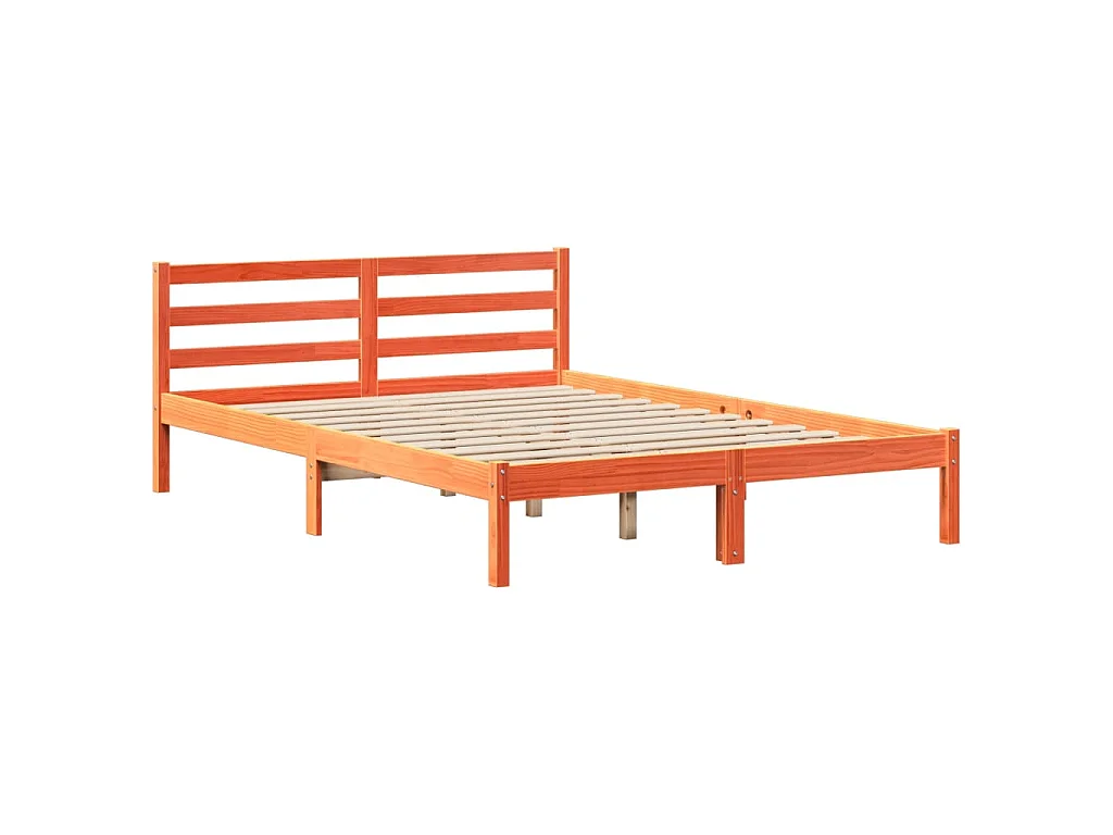 Lit bibliothèque sans matelas cire marron 150x200 cm pin massif