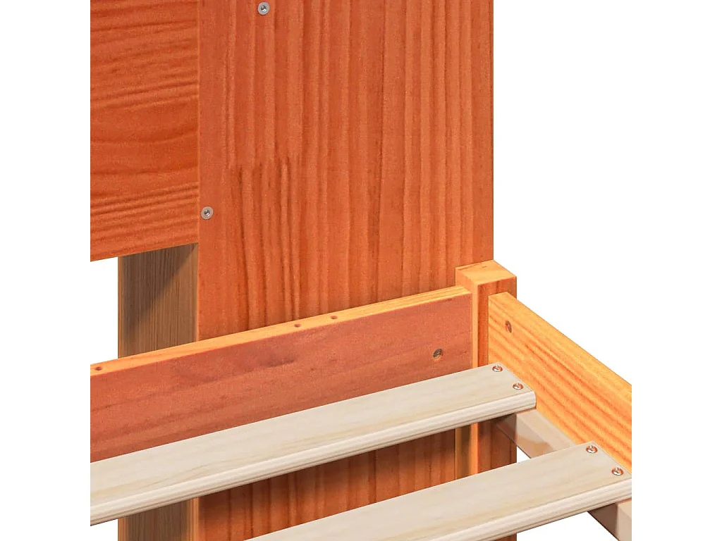Lit bibliothèque sans matelas cire marron 150x200 cm pin massif