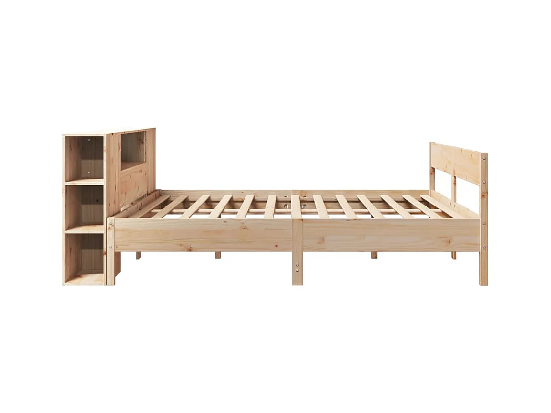 Lit bibliothèque sans matelas 180x200 cm bois massif de pin
