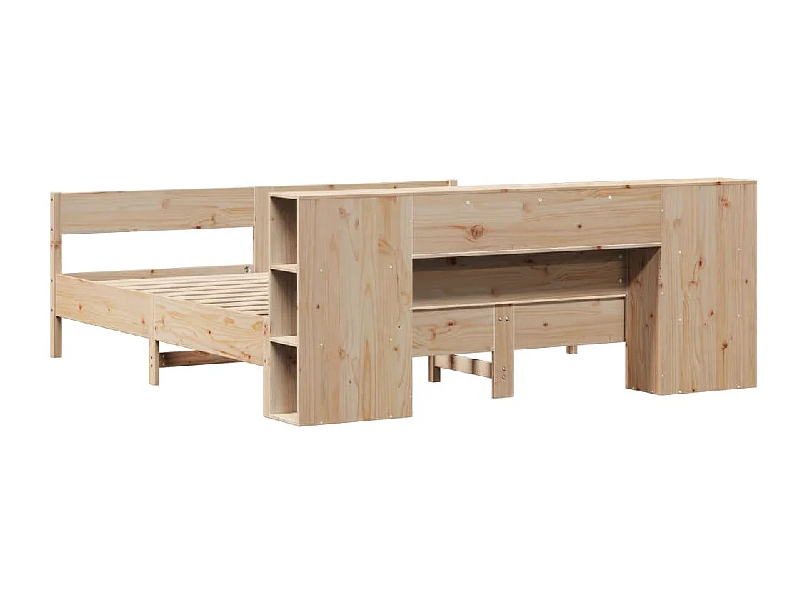 Lit bibliothèque sans matelas 180x200 cm bois massif de pin