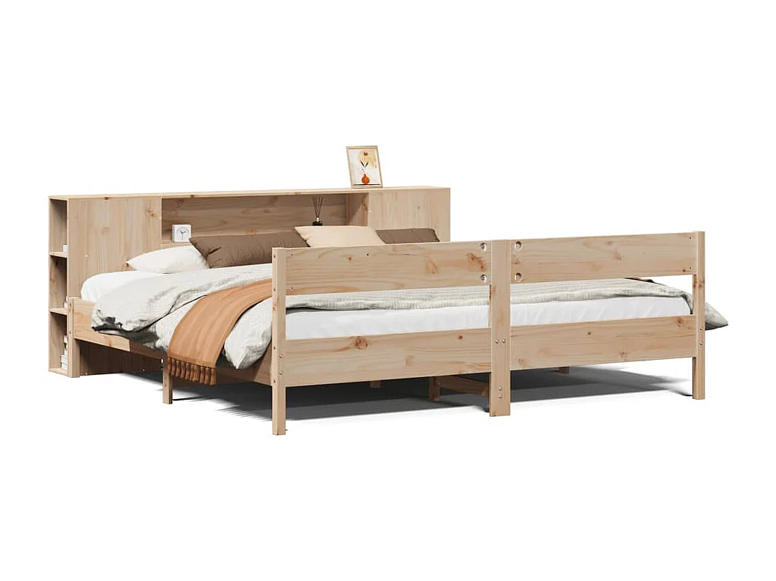 Bed met boekenkast zonder matras massief grenenhout 180x200 cm