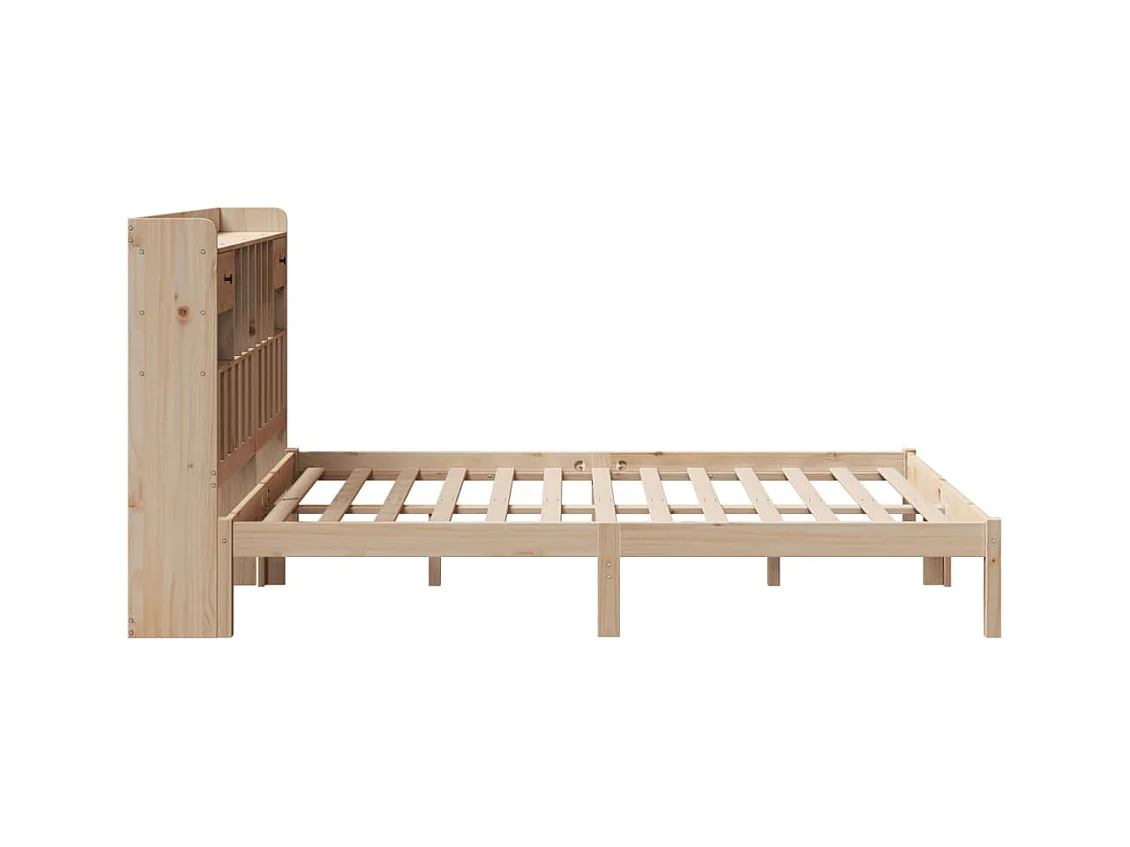 Bed met boekenkast zonder matras massief grenenhout 140x200 cm