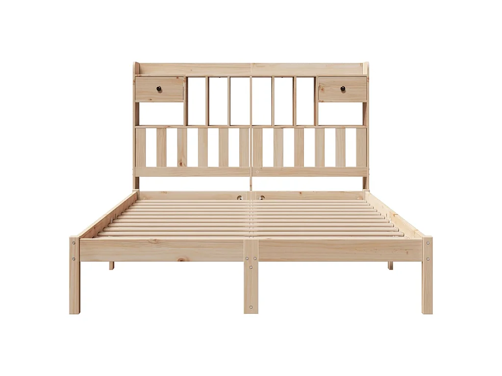 Lit bibliothèque sans matelas 140x200 cm bois massif de pin
