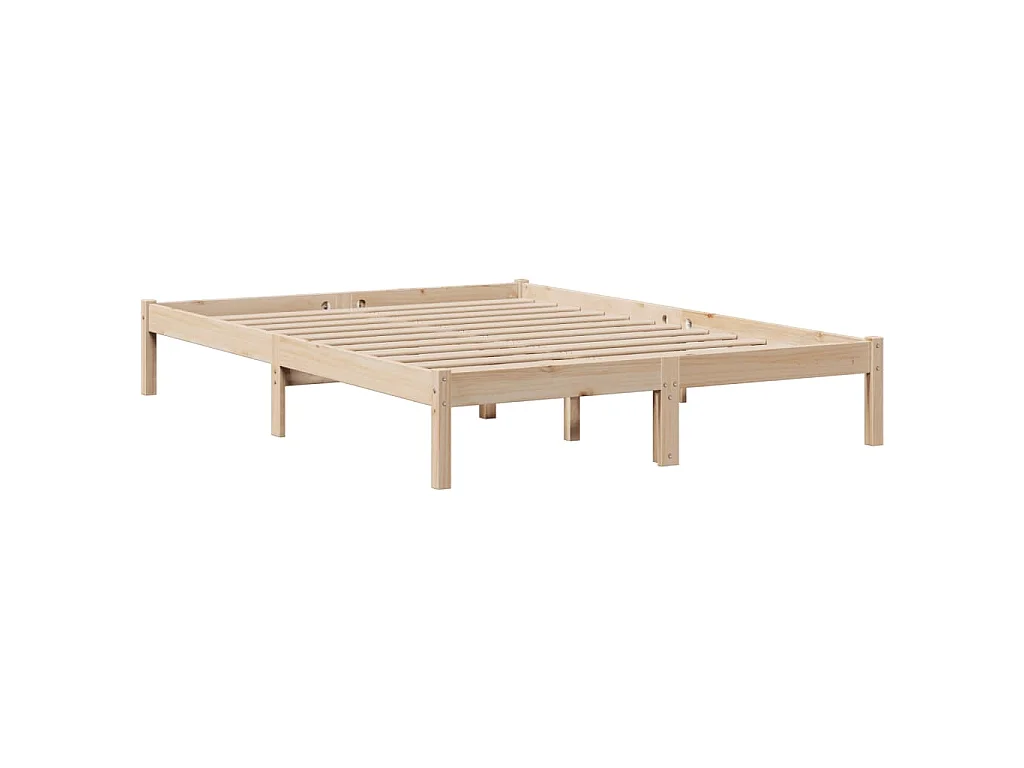 Lit bibliothèque sans matelas 140x200 cm bois massif de pin