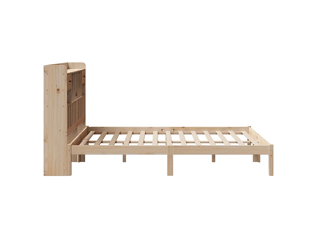 Lit bibliothèque sans matelas 140x200 cm bois massif de pin