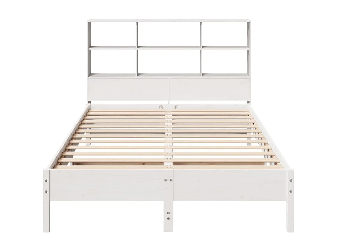 Lit bibliothèque sans matelas blanc 160x200 cm bois pin massif