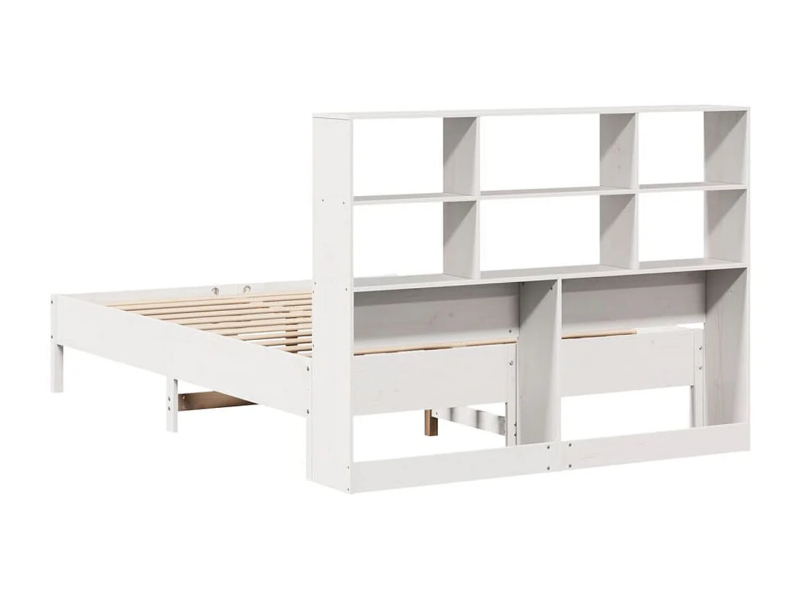 Lit bibliothèque sans matelas blanc 160x200 cm bois pin massif