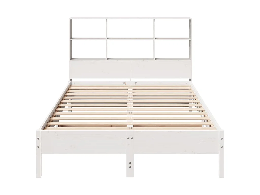 Bed met boekenkast zonder matras grenenhout wit 160x200 cm