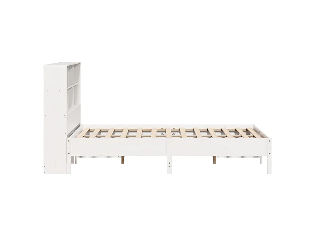 Bed met boekenkast zonder matras grenenhout wit 160x200 cm