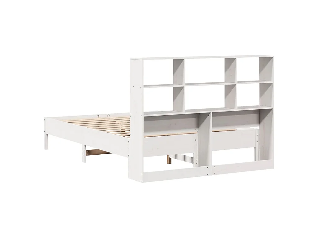 Bed met boekenkast zonder matras grenenhout wit 160x200 cm