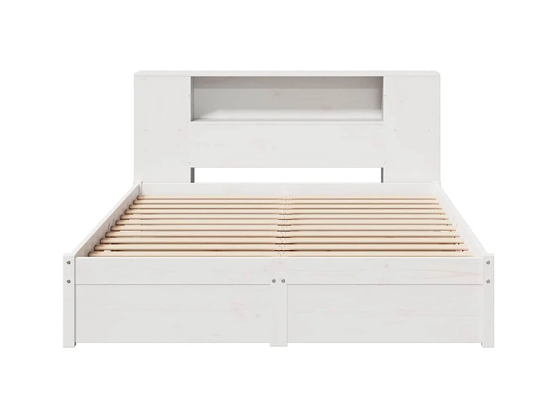 Lit bibliothèque sans matelas blanc 140x190 cm bois pin massif