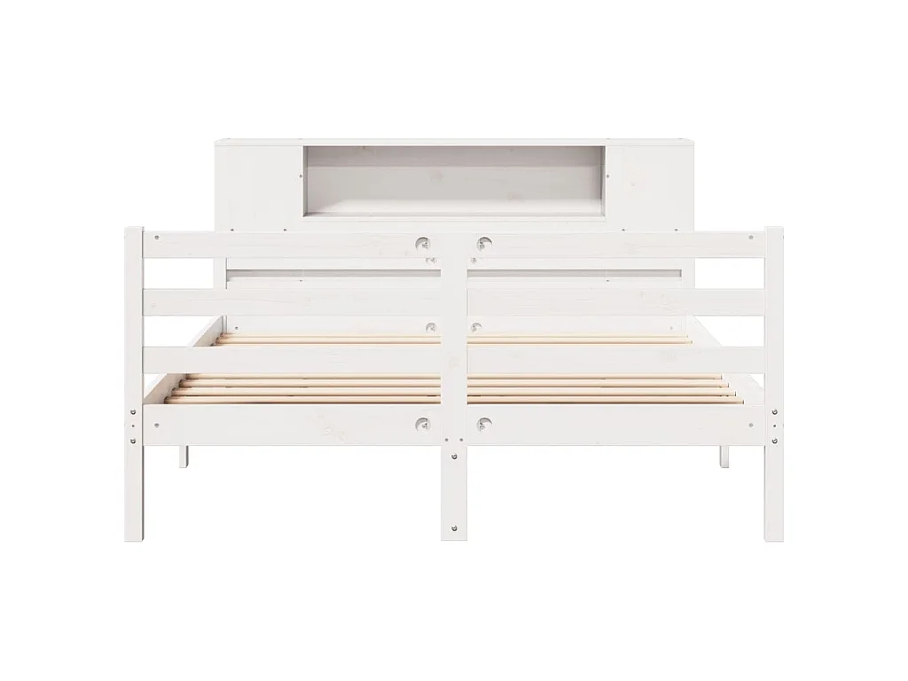 Cama com estante sem colchão 135x190 cm pinho maciço branco