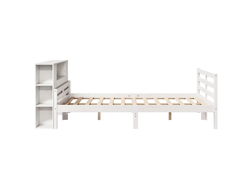 Cama com estante sem colchão 135x190 cm pinho maciço branco
