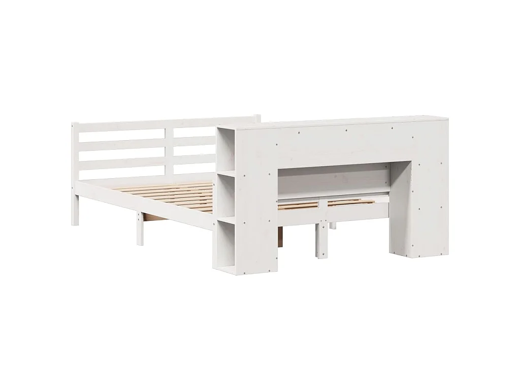 Cama com estante sem colchão 135x190 cm pinho maciço branco