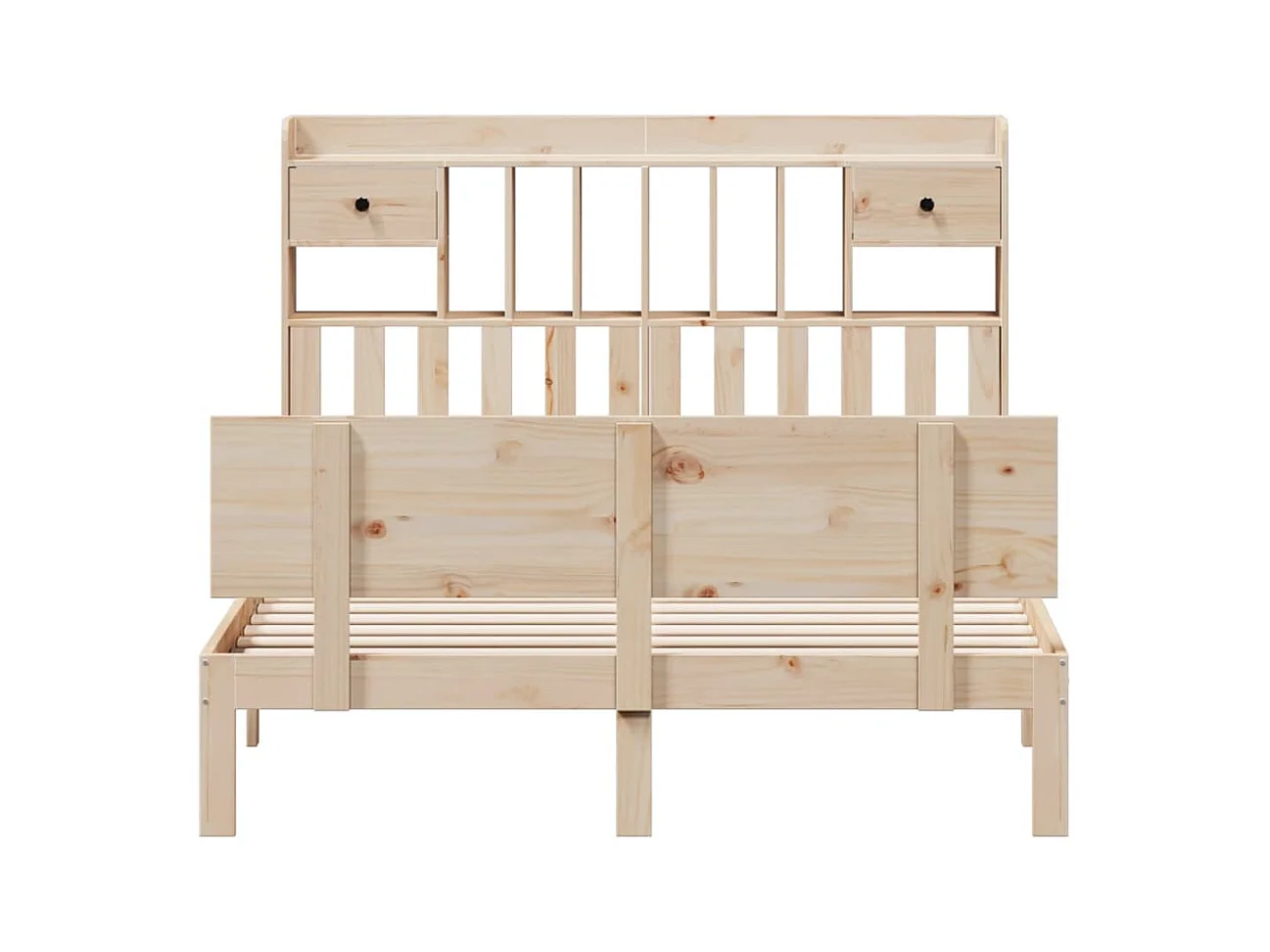 Lit bibliothèque sans matelas 140x200 cm bois massif de pin