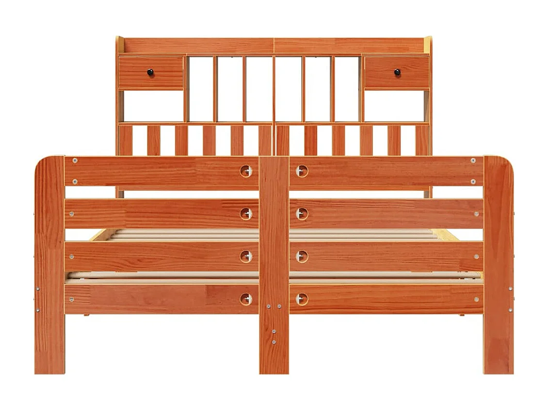 Letto Libreria senza Materasso Marrone Cera 150x200 cm in Pino