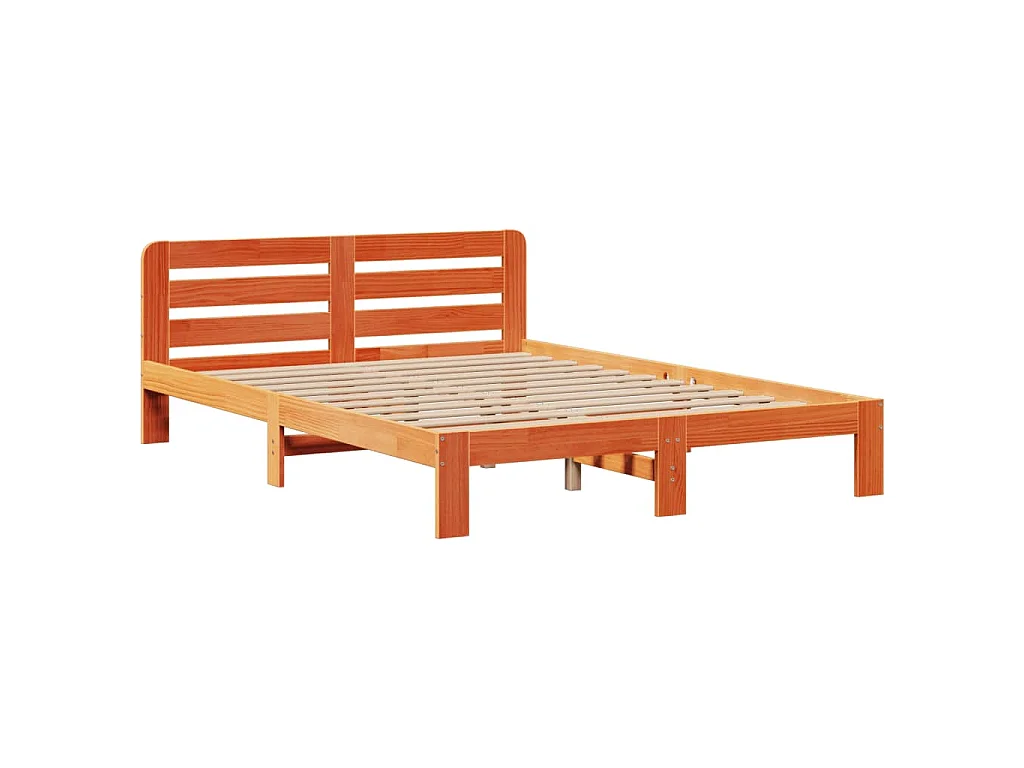 Lit bibliothèque sans matelas cire marron 150x200 cm pin massif