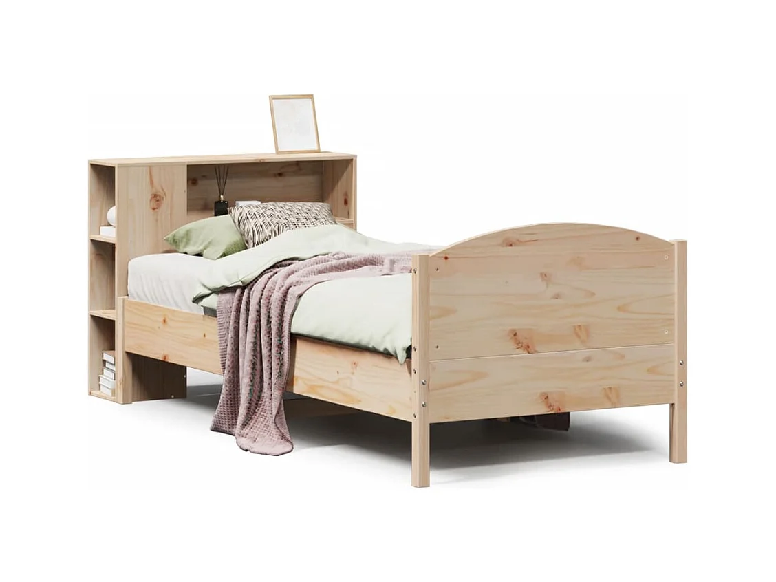 Lit bibliothèque sans matelas 75x190 cm bois de pin massif
