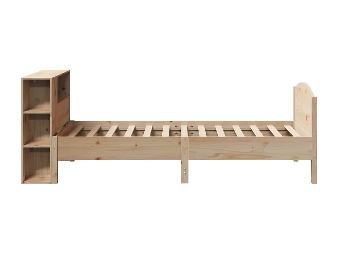 Bed met boekenkast zonder matras massief grenenhout 75x190 cm