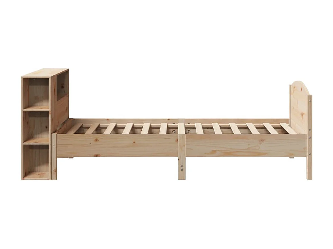 Bed met boekenkast zonder matras massief grenenhout 75x190 cm