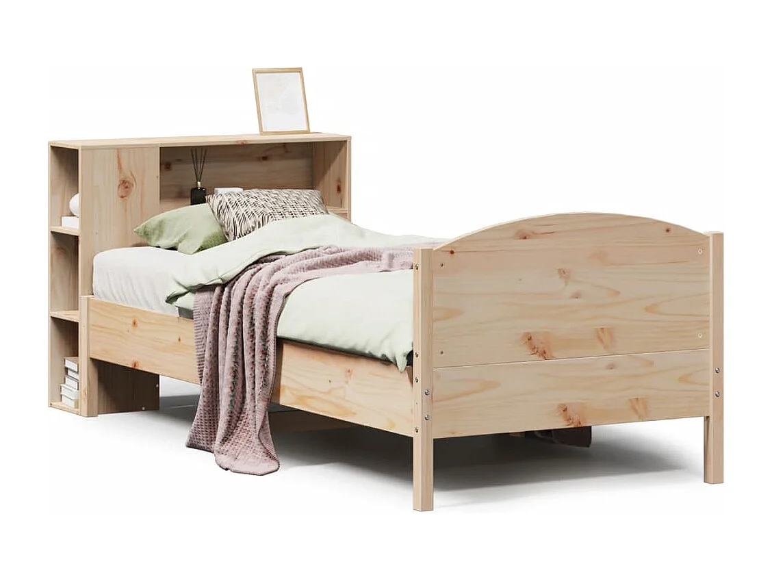 Giroletto con Libreria senza Materasso 75x190 cm in Legno Pino