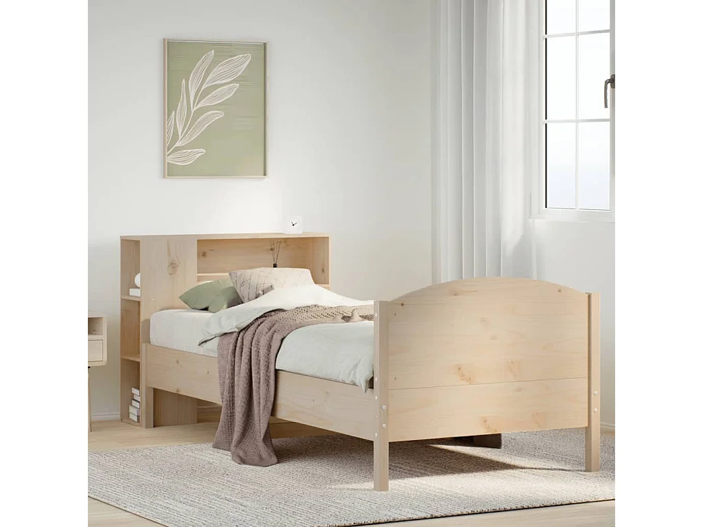 Giroletto con Libreria senza Materasso 75x190 cm in Legno Pino