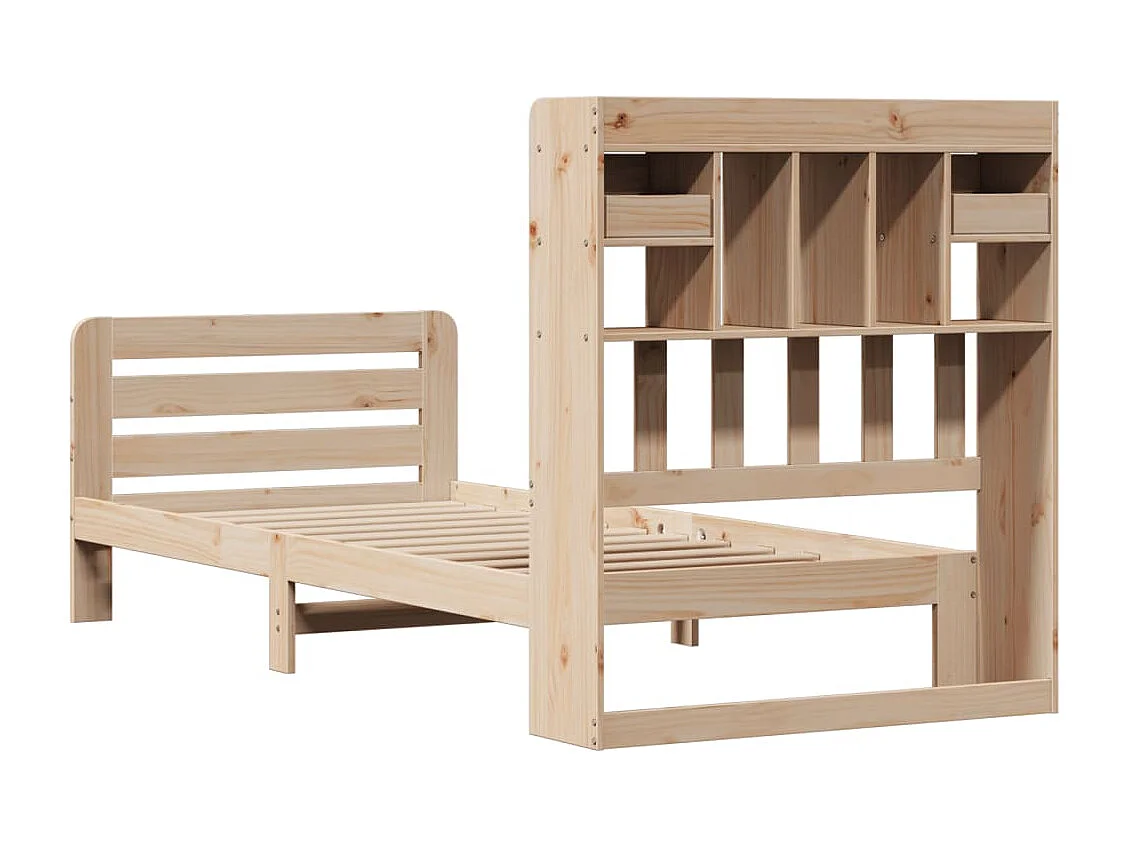Lit bibliothèque sans matelas 90x200 cm bois de pin massif