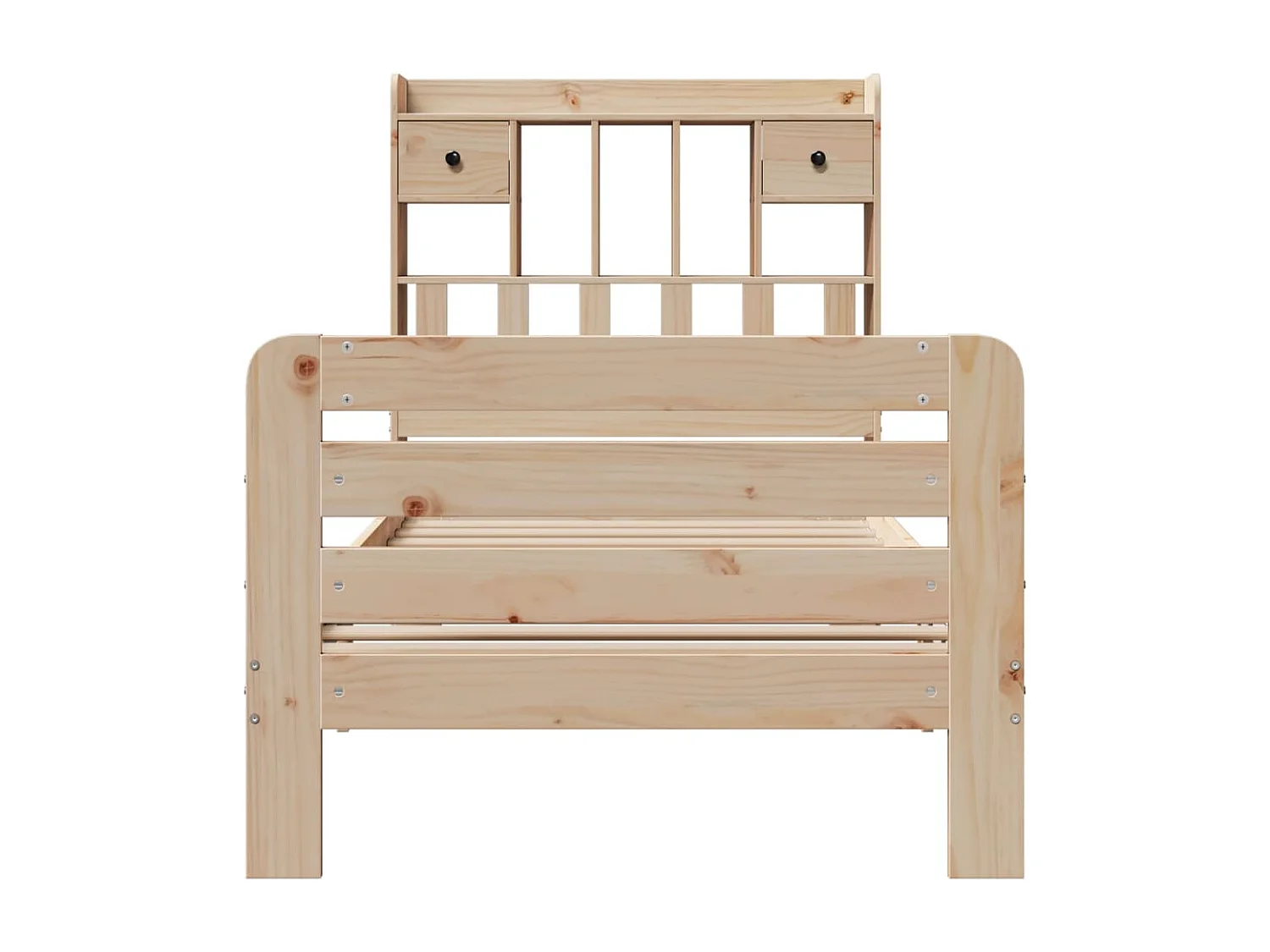 Bed met boekenkast zonder matras massief grenenhout 90x200 cm