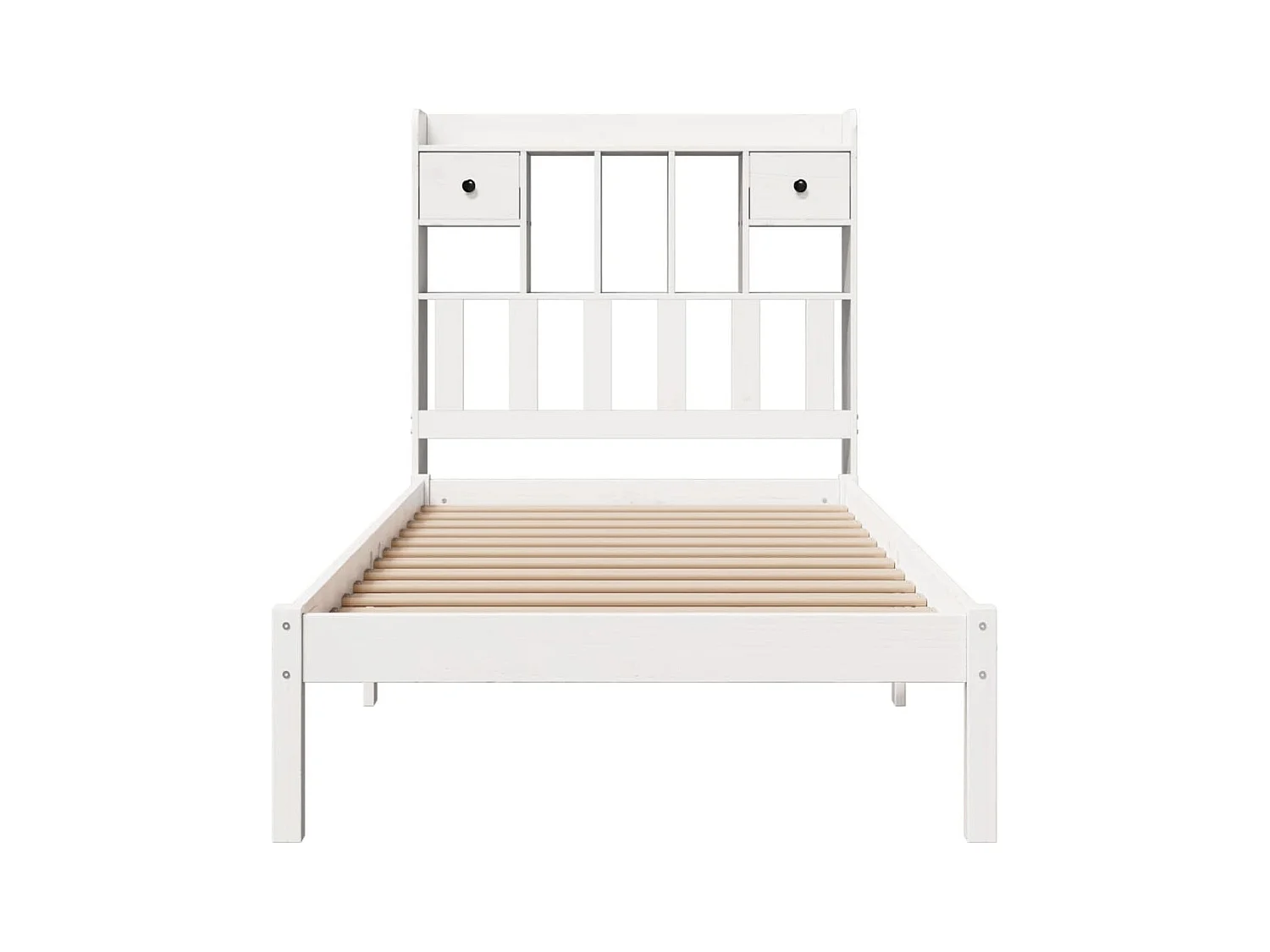 Lit bibliothèque sans matelas blanc 90x200cm bois de pin massif