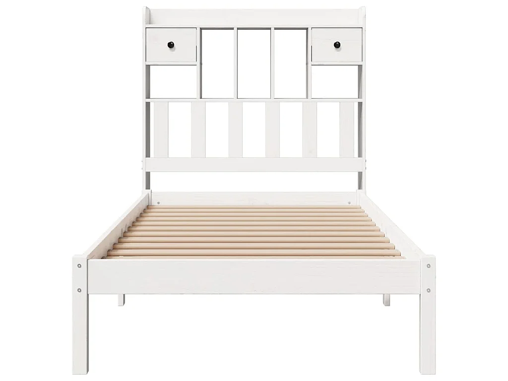 Cama com estante sem colchão 90x200 cm pinho maciço branco