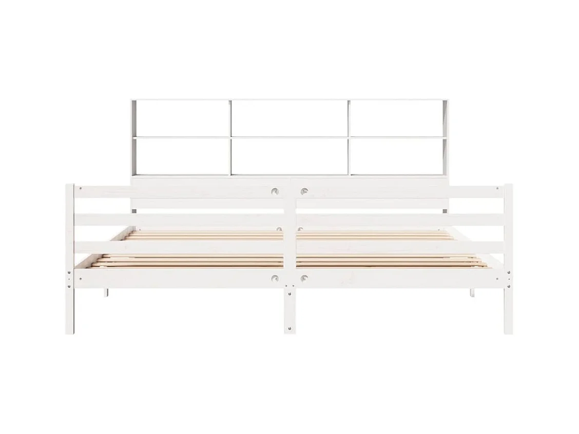 Lit bibliothèque sans matelas blanc 180x200 cm bois pin massif
