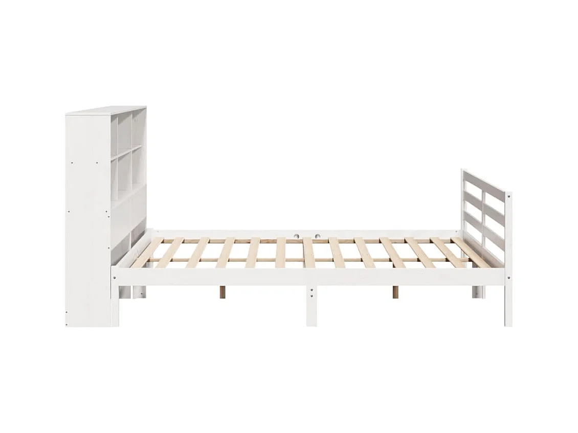Lit bibliothèque sans matelas blanc 180x200 cm bois pin massif