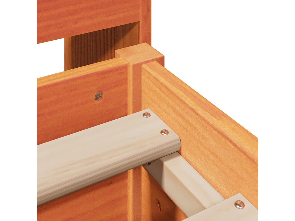 Massivholzbett mit Regal ohne Matratze Wachsbraun 150x200 cm