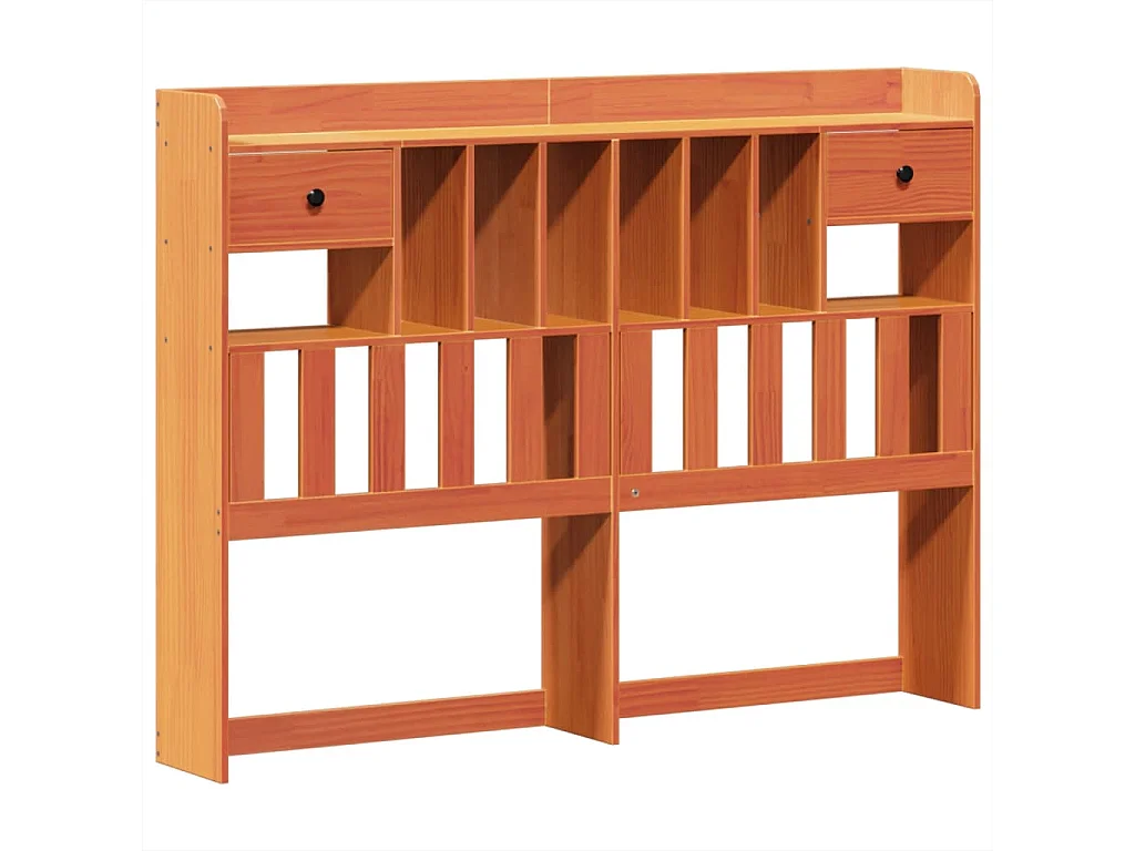 Massivholzbett mit Regal ohne Matratze Wachsbraun 150x200 cm