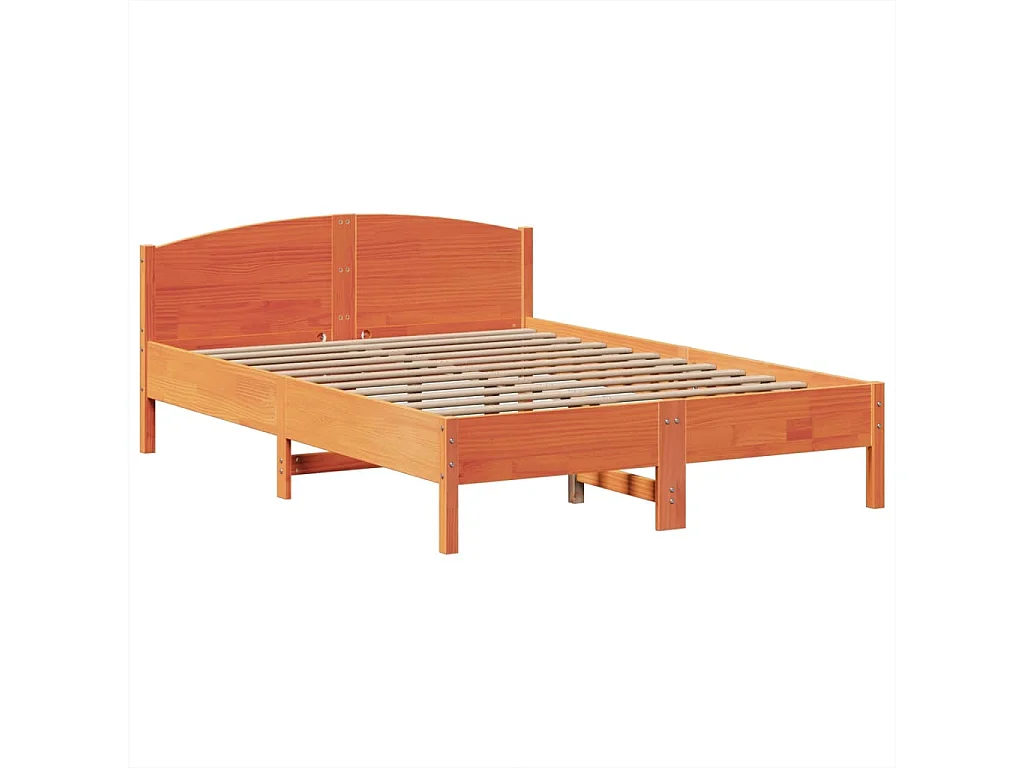 Massivholzbett mit Regal ohne Matratze Wachsbraun 150x200 cm