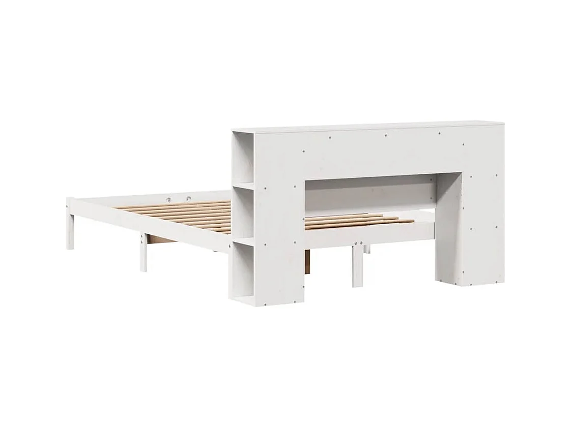 Lit bibliothèque sans matelas blanc 140x200 cm bois pin massif