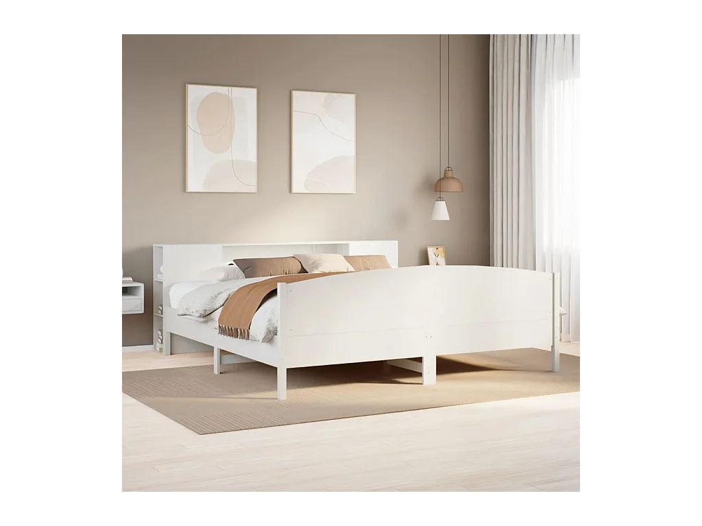 Giroletto con Libreria senza Materasso 180x200 cm in Legno Pino