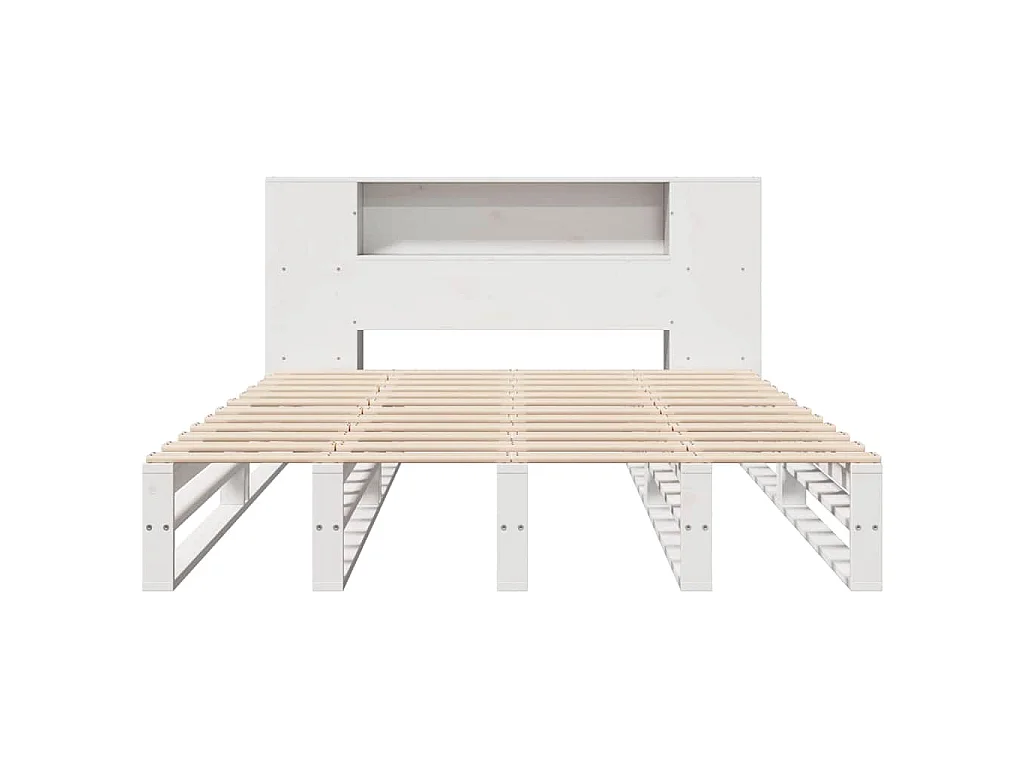 Massivholzbett mit Regal ohne Matratze Weiß 140x200 cm