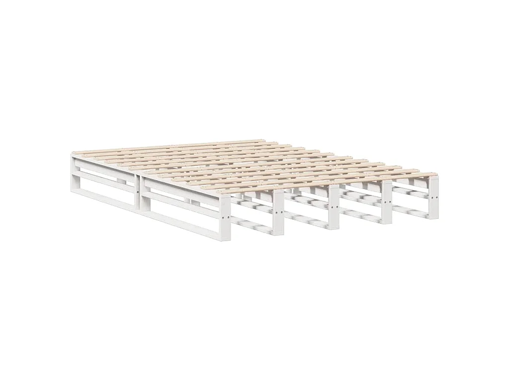 Massivholzbett mit Regal ohne Matratze Weiß 140x200 cm